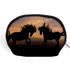 Horses Sunset Photoshop Graphics Accessory Pouches (medium)  by Sapixe