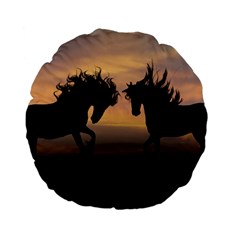 Horses Sunset Photoshop Graphics Standard 15  Premium Flano Round Cushions by Sapixe