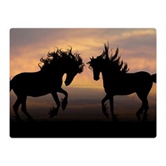 Horses Sunset Photoshop Graphics Double Sided Flano Blanket (mini)  by Sapixe