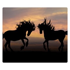 Horses Sunset Photoshop Graphics Double Sided Flano Blanket (small)  by Sapixe