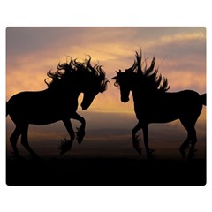 Horses Sunset Photoshop Graphics Double Sided Flano Blanket (medium)  by Sapixe