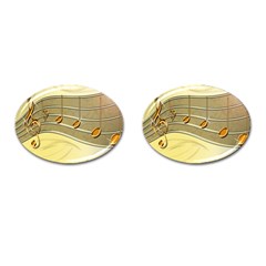 Music Staves Clef Background Image Cufflinks (oval) by Sapixe