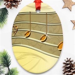 Music Staves Clef Background Image Oval Ornament (two Sides) by Sapixe