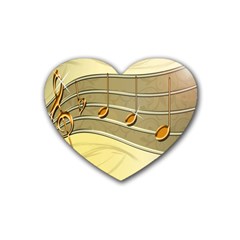 Music Staves Clef Background Image Heart Coaster (4 Pack)  by Sapixe