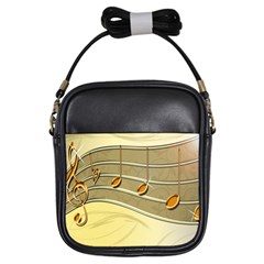 Music Staves Clef Background Image Girls Sling Bags by Sapixe