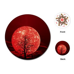 The Background Red Moon Wallpaper Playing Cards (round) 