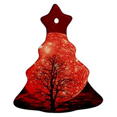 The Background Red Moon Wallpaper Christmas Tree Ornament (two Sides)