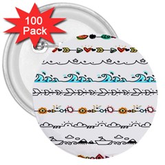 Decoration Element Style Pattern 3  Buttons (100 Pack)  by Sapixe