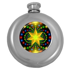 Christmas Star Fractal Symmetry Round Hip Flask (5 Oz) by Sapixe