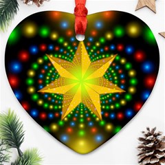 Christmas Star Fractal Symmetry Heart Ornament (two Sides) by Sapixe