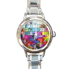 Color Abstract Visualization Round Italian Charm Watch