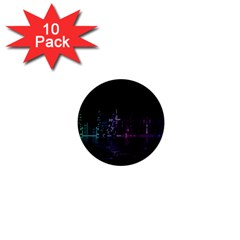 City Night Skyscrapers 1  Mini Buttons (10 pack) 