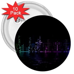 City Night Skyscrapers 3  Buttons (10 pack) 