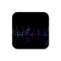 City Night Skyscrapers Rubber Square Coaster (4 pack) 