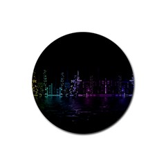 City Night Skyscrapers Rubber Round Coaster (4 pack) 