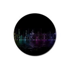 City Night Skyscrapers Magnet 3  (Round)