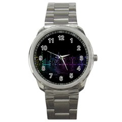 City Night Skyscrapers Sport Metal Watch