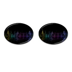 City Night Skyscrapers Cufflinks (Oval)