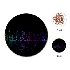 City Night Skyscrapers Playing Cards (Round) 