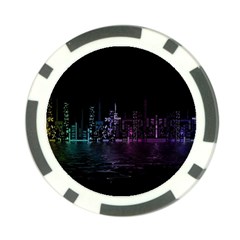 City Night Skyscrapers Poker Chip Card Guard (10 pack)