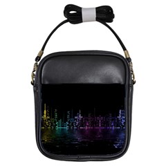 City Night Skyscrapers Girls Sling Bags by Sapixe