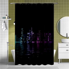 City Night Skyscrapers Shower Curtain 48  x 72  (Small) 