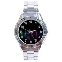 City Night Skyscrapers Stainless Steel Analogue Watch