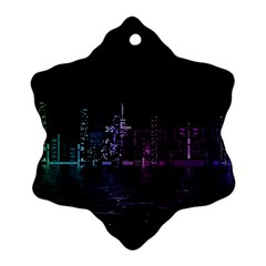 City Night Skyscrapers Snowflake Ornament (two Sides) by Sapixe