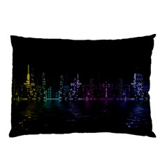 City Night Skyscrapers Pillow Case (two Sides) by Sapixe