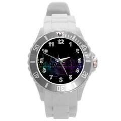 City Night Skyscrapers Round Plastic Sport Watch (L)