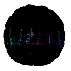 City Night Skyscrapers Large 18  Premium Round Cushions by Sapixe