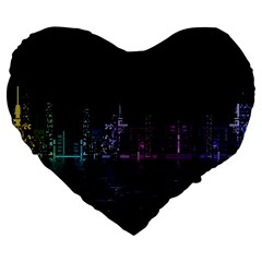 City Night Skyscrapers Large 19  Premium Heart Shape Cushions