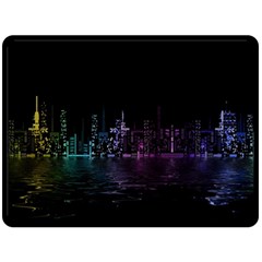 City Night Skyscrapers Double Sided Fleece Blanket (Large) 