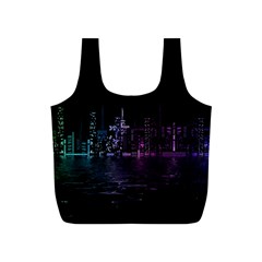 City Night Skyscrapers Full Print Recycle Bags (S) 