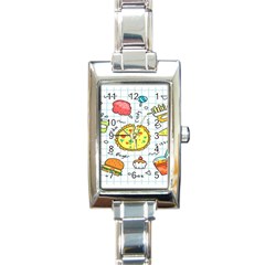 Colorful Doodle Soda Cartoon Set Rectangle Italian Charm Watch