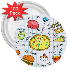 Colorful Doodle Soda Cartoon Set 3  Buttons (100 Pack)  by Sapixe