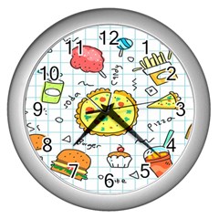 Colorful Doodle Soda Cartoon Set Wall Clocks (silver)  by Sapixe