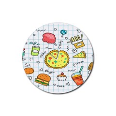 Colorful Doodle Soda Cartoon Set Rubber Round Coaster (4 Pack)  by Sapixe