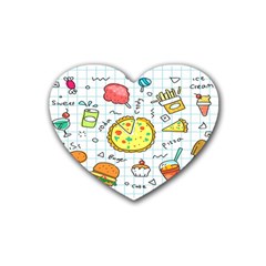 Colorful Doodle Soda Cartoon Set Heart Coaster (4 Pack)  by Sapixe