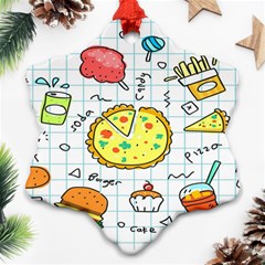 Colorful Doodle Soda Cartoon Set Snowflake Ornament (two Sides) by Sapixe