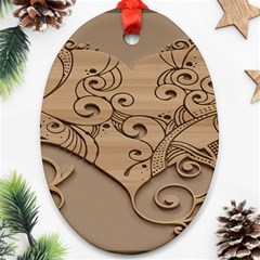 Wood Sculpt Carved Background Ornament (oval) by Sapixe