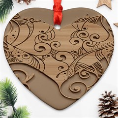 Wood Sculpt Carved Background Ornament (Heart)