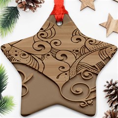 Wood Sculpt Carved Background Ornament (Star)