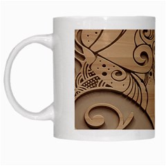 Wood Sculpt Carved Background White Mugs