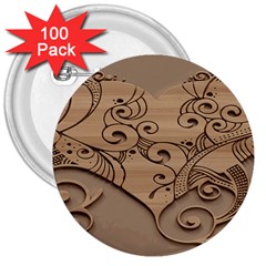 Wood Sculpt Carved Background 3  Buttons (100 pack) 