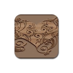 Wood Sculpt Carved Background Rubber Coaster (square)  by Sapixe