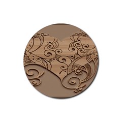 Wood Sculpt Carved Background Rubber Coaster (Round) 