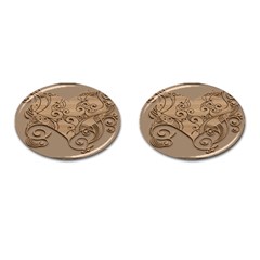 Wood Sculpt Carved Background Cufflinks (Oval)