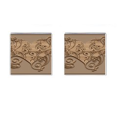 Wood Sculpt Carved Background Cufflinks (Square)