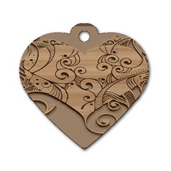 Wood Sculpt Carved Background Dog Tag Heart (One Side)